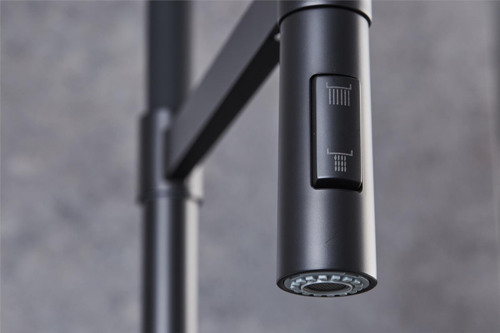 Liquida W24MB S shape Swan Neck 360 Degree Swivel Matt Black Kitchen Tap